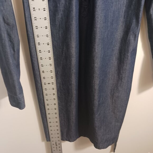 Old Navy Denim Dress, Shift with Belt, Size Medium, Long Sleeve, 1/4 Button Down - Picture 11 of 15